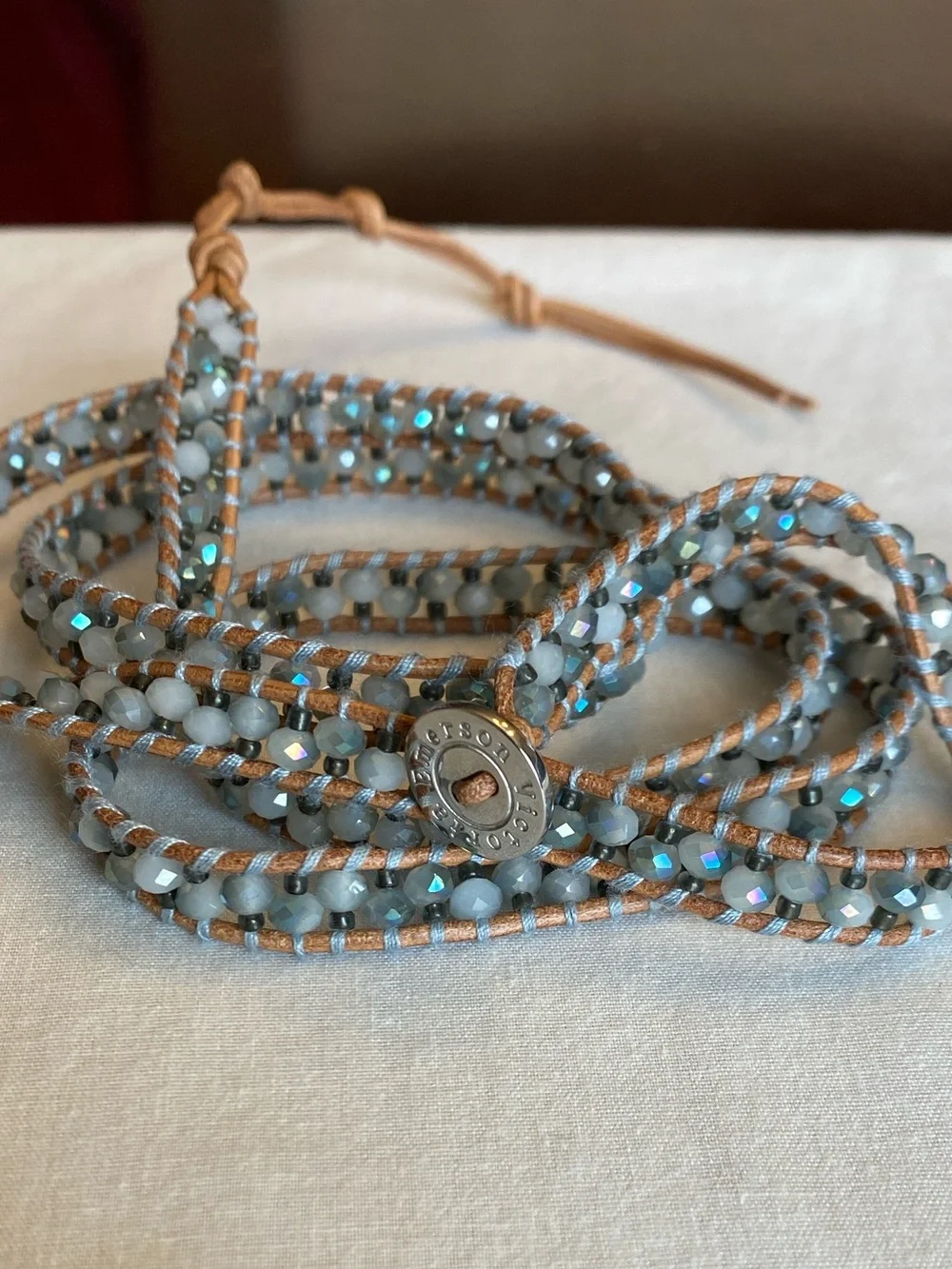 NWOT & VHTF -Victoria Emerson 5-Layer Wrap Beaded Bracelet | Pale Gray | Retired